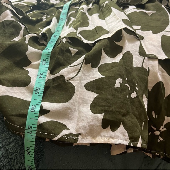 J CREW Collection Plunge Neck Tiered Maxi Dress Leafy Floral Green Cream Size 16 - Picture 9 of 12